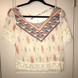Cute Sheer Pattern Top with Lace Bottom